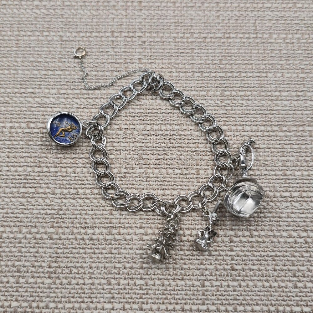 7+2 Inch Sterling Silver Various Charms Chain Bracelet A7229 - Picture 1 of 11
